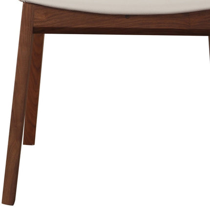 Set of Two White and Brown Faux Leather Dining Side Chairs HomeRoots
