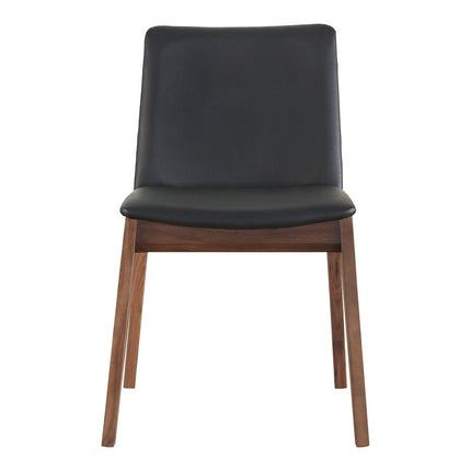 Set of Two Black and Walnut Upholstery Dining Side Chairs HomeRoots