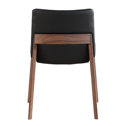Set of Two Black and Walnut Upholstery Dining Side Chairs HomeRoots