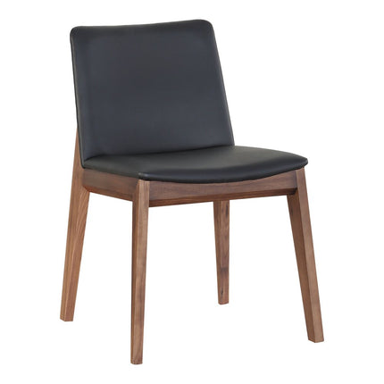 Set of Two Black and Walnut Upholstery Dining Side Chairs HomeRoots