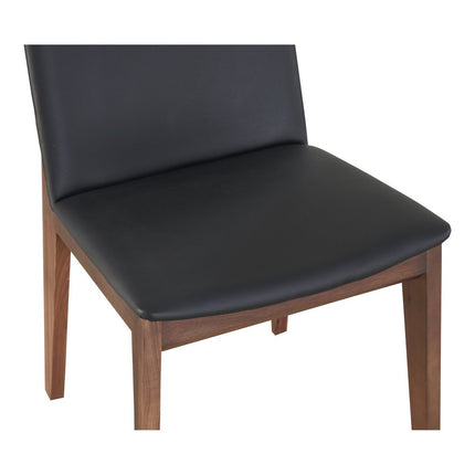 Set of Two Black and Walnut Upholstery Dining Side Chairs HomeRoots