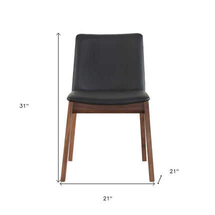 Set of Two Black and Walnut Upholstery Dining Side Chairs HomeRoots