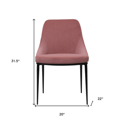Set of Two Pink and Black Velvet Dining Side Chairs HomeRoots