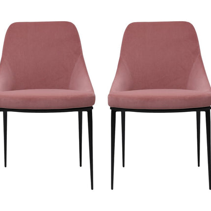 Set of Two Pink and Black Velvet Dining Side Chairs HomeRoots