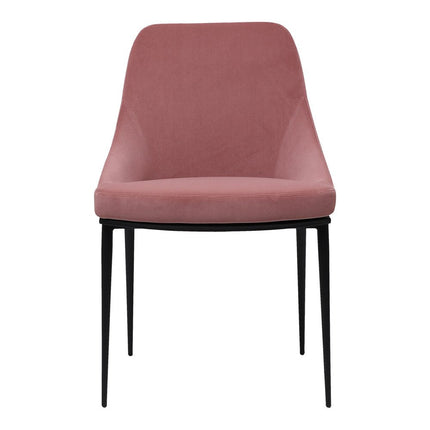 Set of Two Pink and Black Velvet Dining Side Chairs HomeRoots