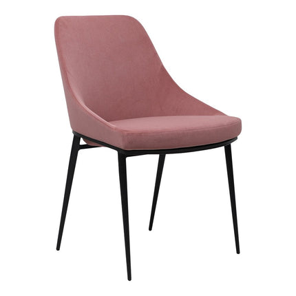 Set of Two Pink and Black Velvet Dining Side Chairs HomeRoots