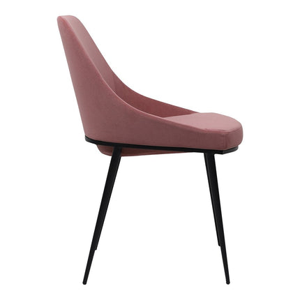 Set of Two Pink and Black Velvet Dining Side Chairs HomeRoots