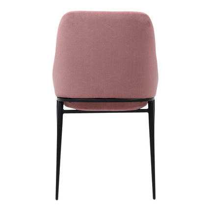 Set of Two Pink and Black Velvet Dining Side Chairs HomeRoots