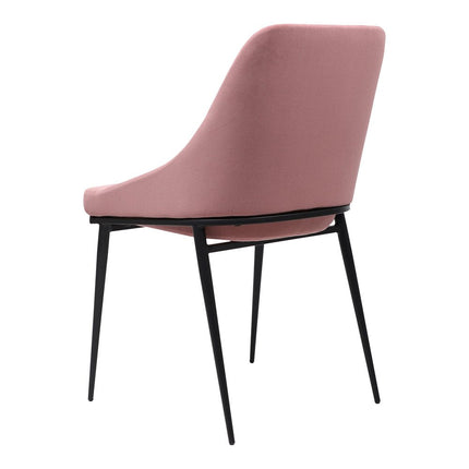 Set of Two Pink and Black Velvet Dining Side Chairs HomeRoots