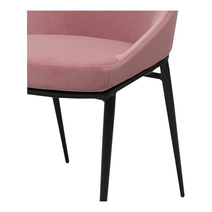 Set of Two Pink and Black Velvet Dining Side Chairs HomeRoots