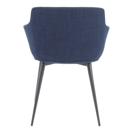 Set of Two Blue and Silver Fabric Dining Arm Chairs HomeRoots
