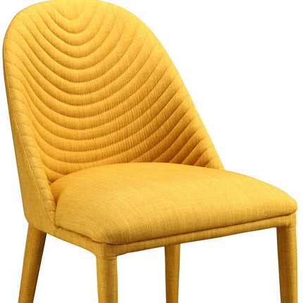 Set of Two Yellow Fabric Dining Side Chairs HomeRoots