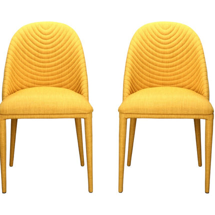 Set of Two Yellow Fabric Dining Side Chairs HomeRoots