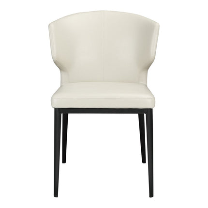 Set of Two Beige and Black Faux Leather Wing Back Dining Side Chairs HomeRoots