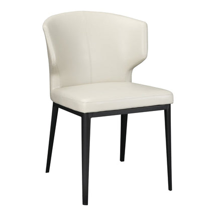 Set of Two Beige and Black Faux Leather Wing Back Dining Side Chairs HomeRoots