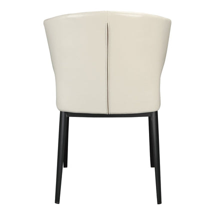 Set of Two Beige and Black Faux Leather Wing Back Dining Side Chairs HomeRoots