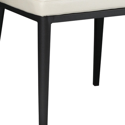 Set of Two Beige and Black Faux Leather Wing Back Dining Side Chairs HomeRoots