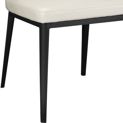 Set of Two Beige and Black Faux Leather Wing Back Dining Side Chairs HomeRoots