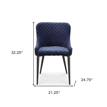 Dark Blue and Black Tufted Velvet Dining Side Chair HomeRoots