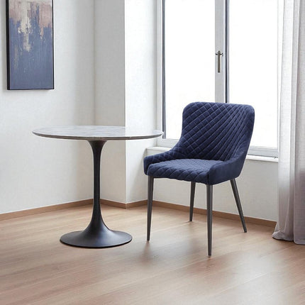 Dark Blue and Black Tufted Velvet Dining Side Chair HomeRoots
