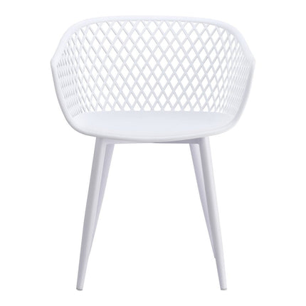 Set of Two White Heavy Duty Plastic Dining Arm Chairs HomeRoots