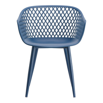 Set of Two Blue Heavy Duty Plastic Dining Arm Chairs HomeRoots