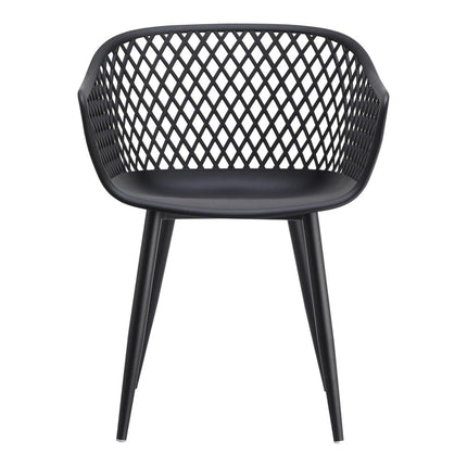 Set of Two Black Heavy Duty Plastic Dining Arm Chairs HomeRoots