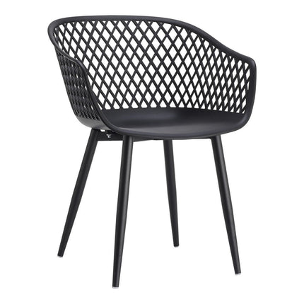 Set of Two Black Heavy Duty Plastic Dining Arm Chairs HomeRoots