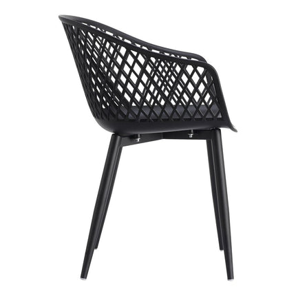 Set of Two Black Heavy Duty Plastic Dining Arm Chairs HomeRoots