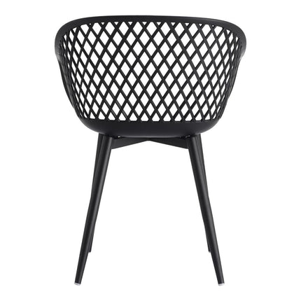 Set of Two Black Heavy Duty Plastic Dining Arm Chairs HomeRoots