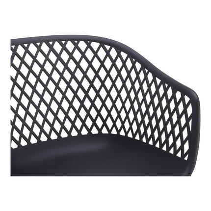 Set of Two Black Heavy Duty Plastic Dining Arm Chairs HomeRoots