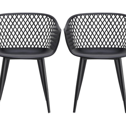 Set of Two Black Heavy Duty Plastic Dining Arm Chairs HomeRoots
