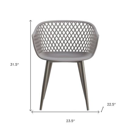 Set of Two Gray Heavy Duty Plastic Dining Arm Chairs HomeRoots