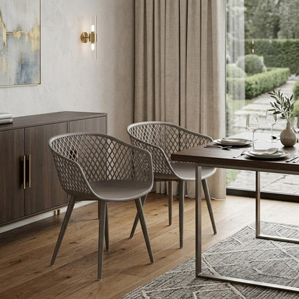 Set of Two Gray Heavy Duty Plastic Dining Arm Chairs HomeRoots