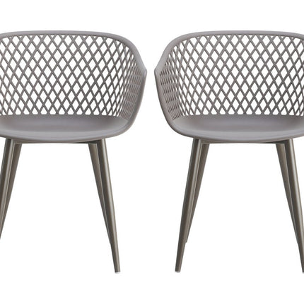 Set of Two Gray Heavy Duty Plastic Dining Arm Chairs HomeRoots