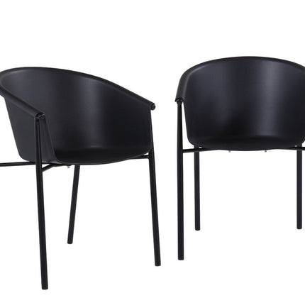 Set of Two Black Metal and Heavy Duty Plastic Dining Arm Chairs HomeRoots