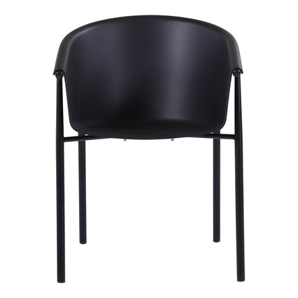 Set of Two Black Metal and Heavy Duty Plastic Dining Arm Chairs HomeRoots