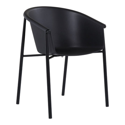 Set of Two Black Metal and Heavy Duty Plastic Dining Arm Chairs HomeRoots