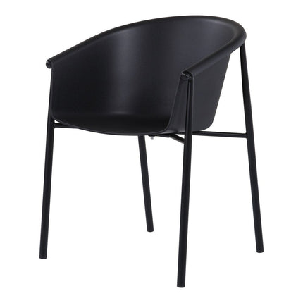 Set of Two Black Metal and Heavy Duty Plastic Dining Arm Chairs HomeRoots