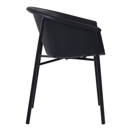 Set of Two Black Metal and Heavy Duty Plastic Dining Arm Chairs HomeRoots
