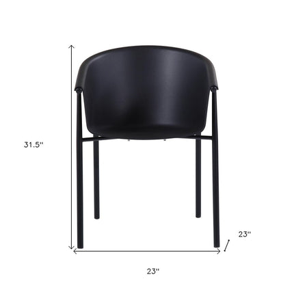 Set of Two Black Metal and Heavy Duty Plastic Dining Arm Chairs HomeRoots