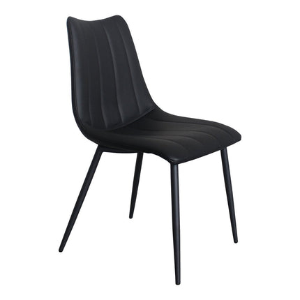 Set of Two Black Faux Leather Dining Side Chairs HomeRoots