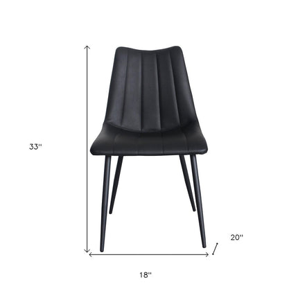 Set of Two Black Faux Leather Dining Side Chairs HomeRoots