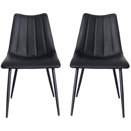 Set of Two Black Faux Leather Dining Side Chairs HomeRoots
