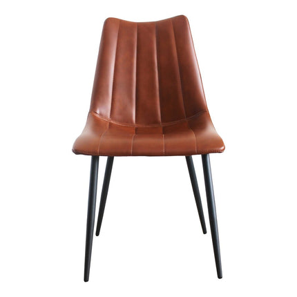Set of Two Brown and Black Faux Leather Dining Side Chairs HomeRoots