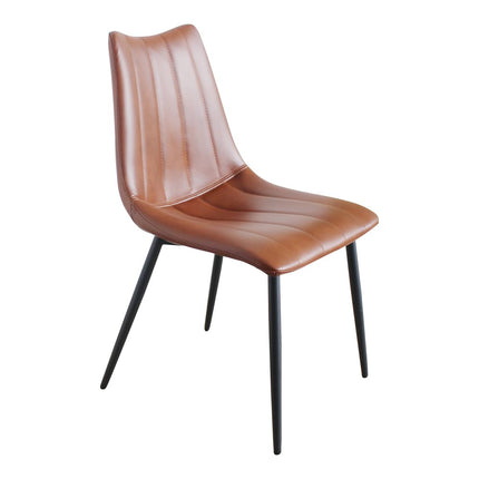 Set of Two Brown and Black Faux Leather Dining Side Chairs HomeRoots