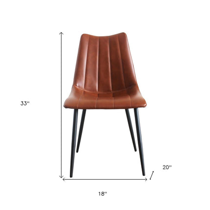 Set of Two Brown and Black Faux Leather Dining Side Chairs HomeRoots