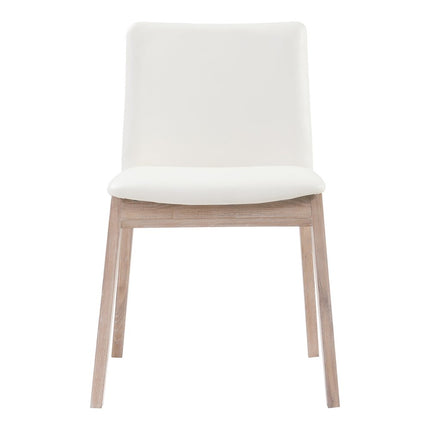 Set of Two White and Natural Faux Leather Dining Side Chairs HomeRoots