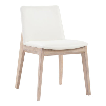Set of Two White and Natural Faux Leather Dining Side Chairs HomeRoots