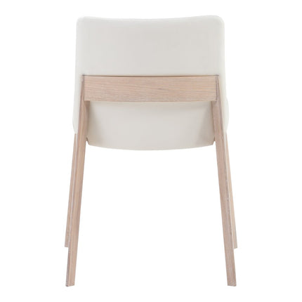 Set of Two White and Natural Faux Leather Dining Side Chairs HomeRoots
